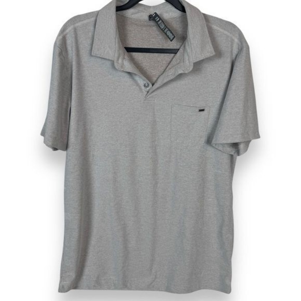 Vuori Strato Tech Polo‎ Shirt Mens Size Large Gray Performance Golf Preppy UPF